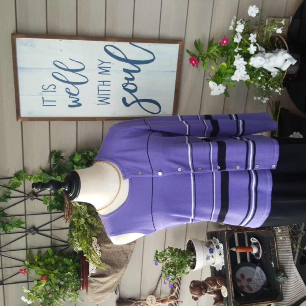 CASUAL CORNER ♡ Vintage Purple|Black|White Sleeveless/L|S Knit Sweater Set S|M